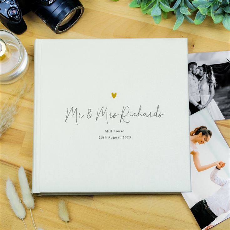 Personalised Gold Heart Couples Square Photo Album product image