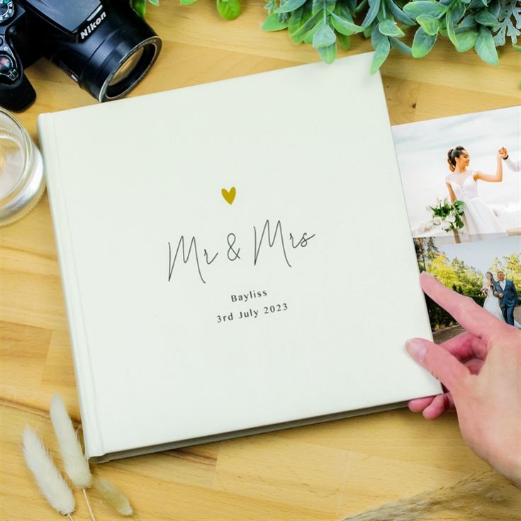 Personalised Gold Heart Couples Square Photo Album product image
