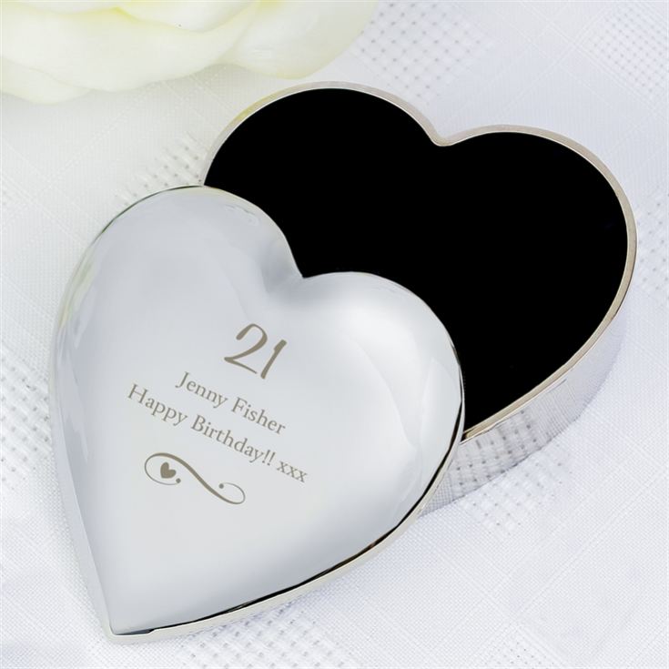 Personalised Any Message Swirls & Hearts Heart Trinket Box product image