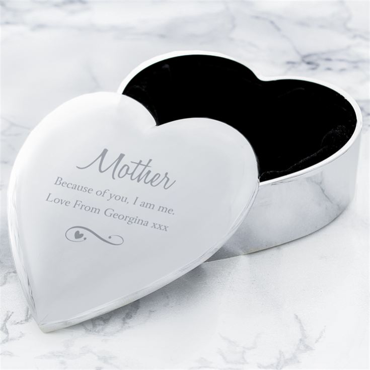 Personalised Any Message Swirls & Hearts Heart Trinket Box product image