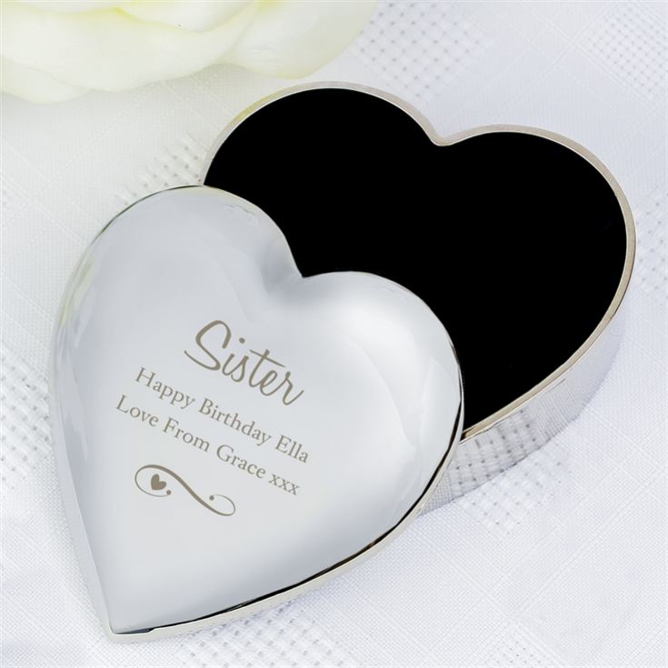 Personalised Any Message Swirls & Hearts Heart Trinket Box product image