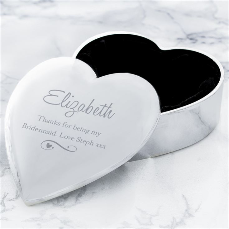 Personalised Any Message Swirls & Hearts Heart Trinket Box product image