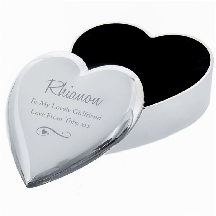 Personalised Any Message Swirls & Hearts Heart Trinket Box product image