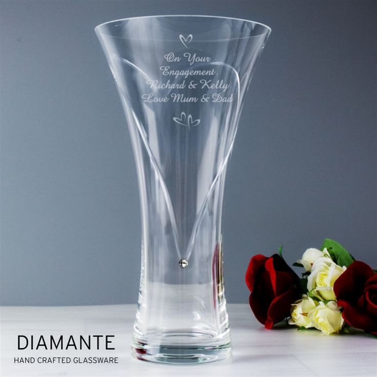 Personalised Large Hand Cut Little Hearts Diamante Vase product image