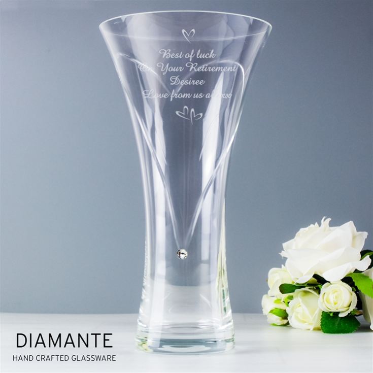 Personalised Large Hand Cut Little Hearts Diamante Vase product image