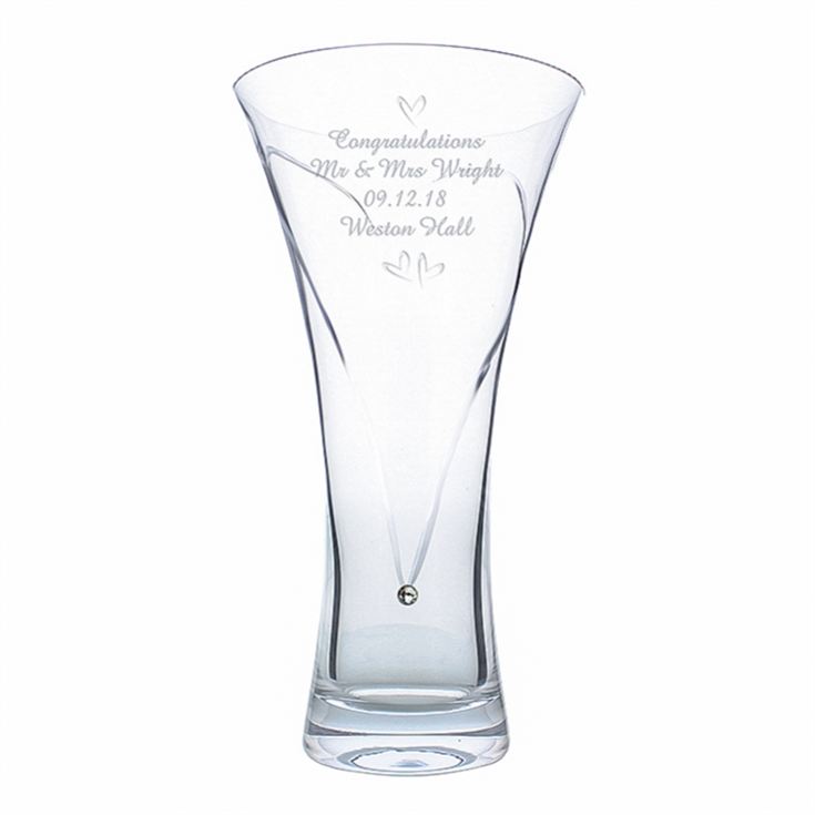 Personalised Large Hand Cut Little Hearts Diamante Vase product image