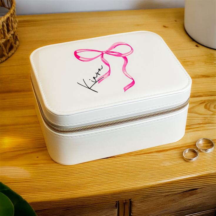 Personalised Bow Travel Jewellery Box product image