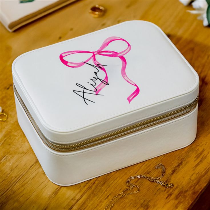 Personalised Bow Travel Jewellery Box product image