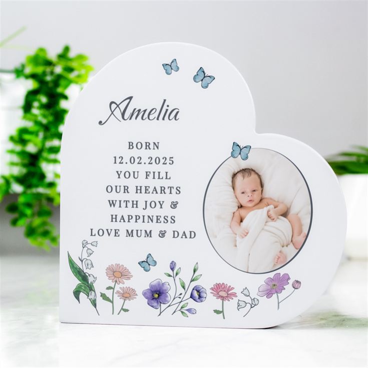 Personalised Wild Flowers Photo Upload Heart Ornament product image