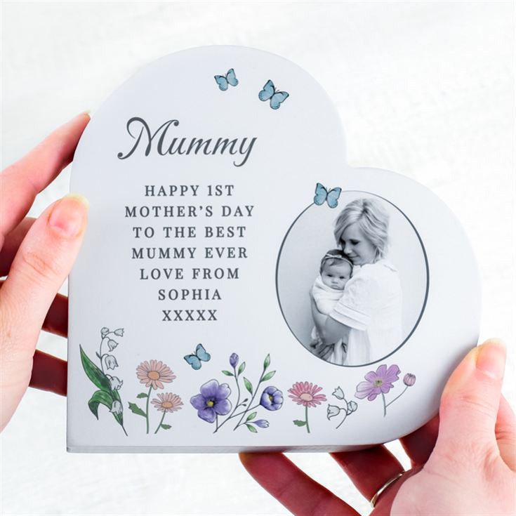 Personalised Wild Flowers Photo Upload Heart Ornament product image