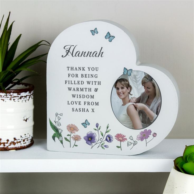 Personalised Wild Flowers Photo Upload Heart Ornament product image