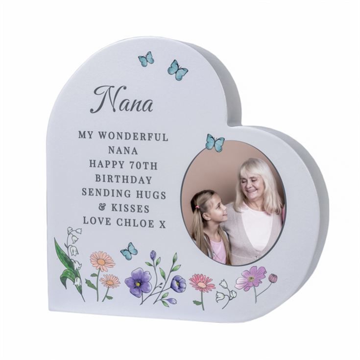Personalised Wild Flowers Photo Upload Heart Ornament product image