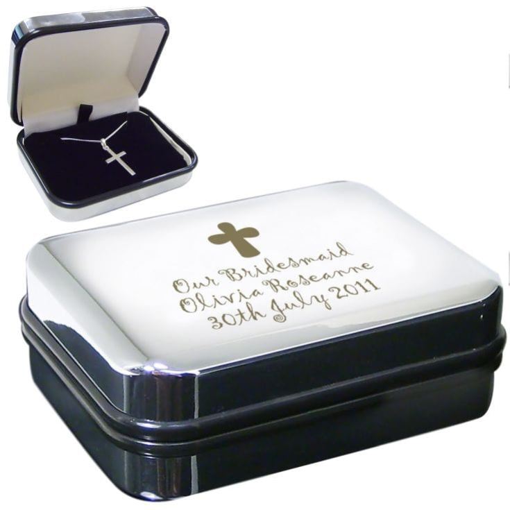Sterling Silver Cross Necklace in Personalised Box product image