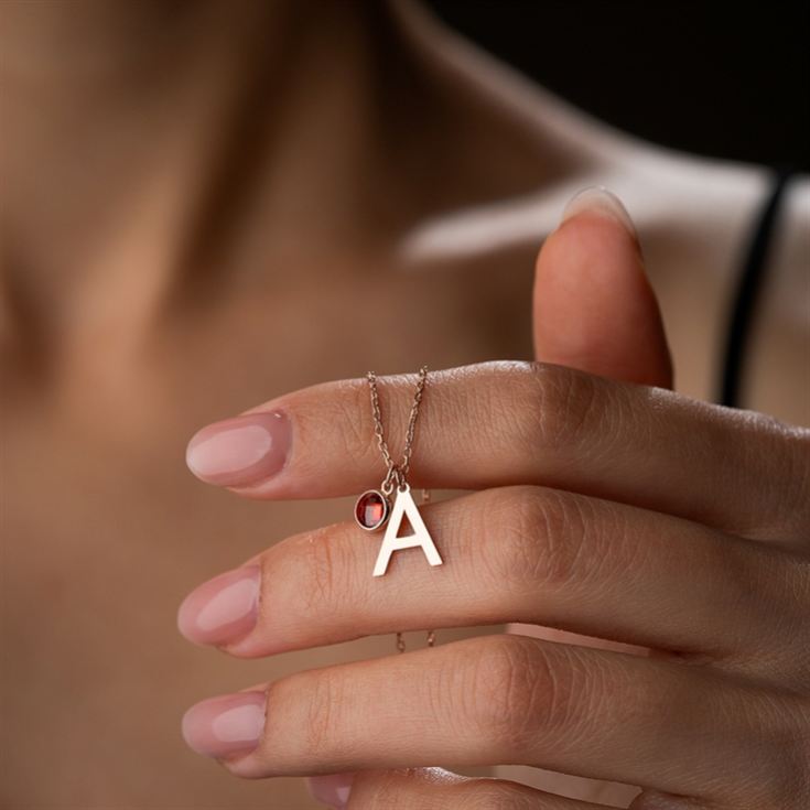 Initial and Birthstone Necklace product image