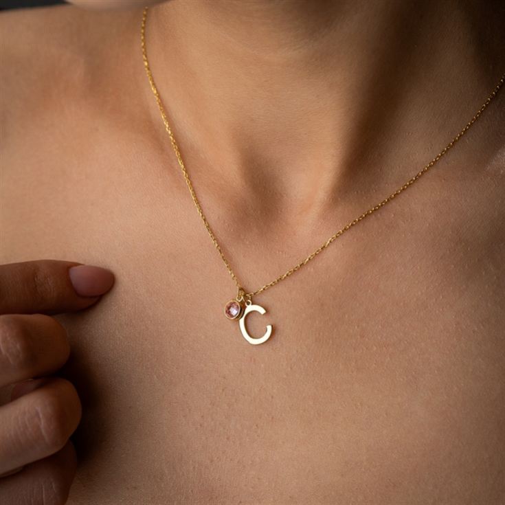 Initial and Birthstone Necklace product image