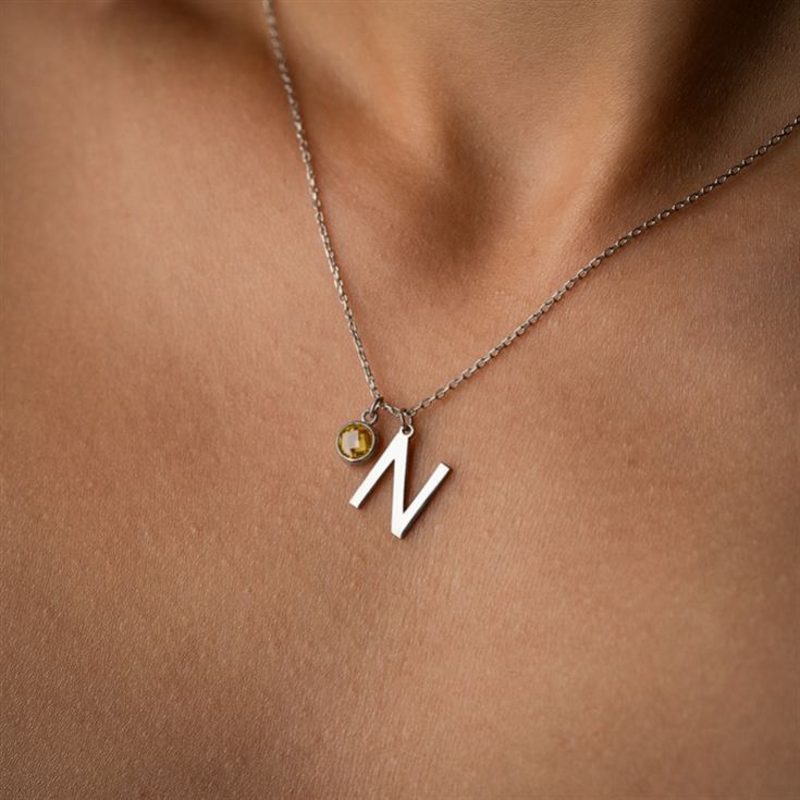 Initial and Birthstone Necklace product image