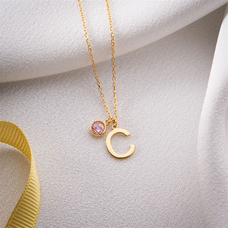 Initial and Birthstone Necklace product image