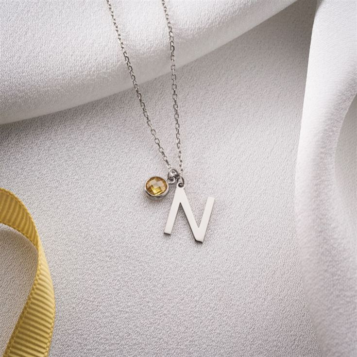 Initial and Birthstone Necklace product image