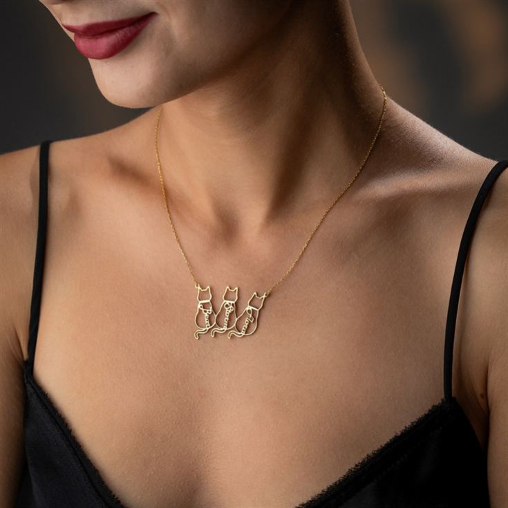 Personalised Sterling Silver Cat Necklace with Name product image