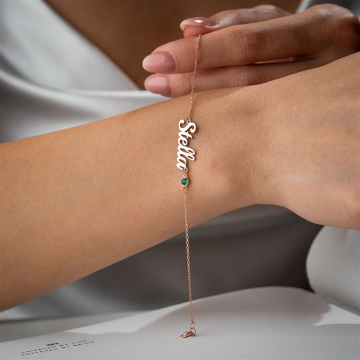 Personalised Name Bracelet with Birthstone product image