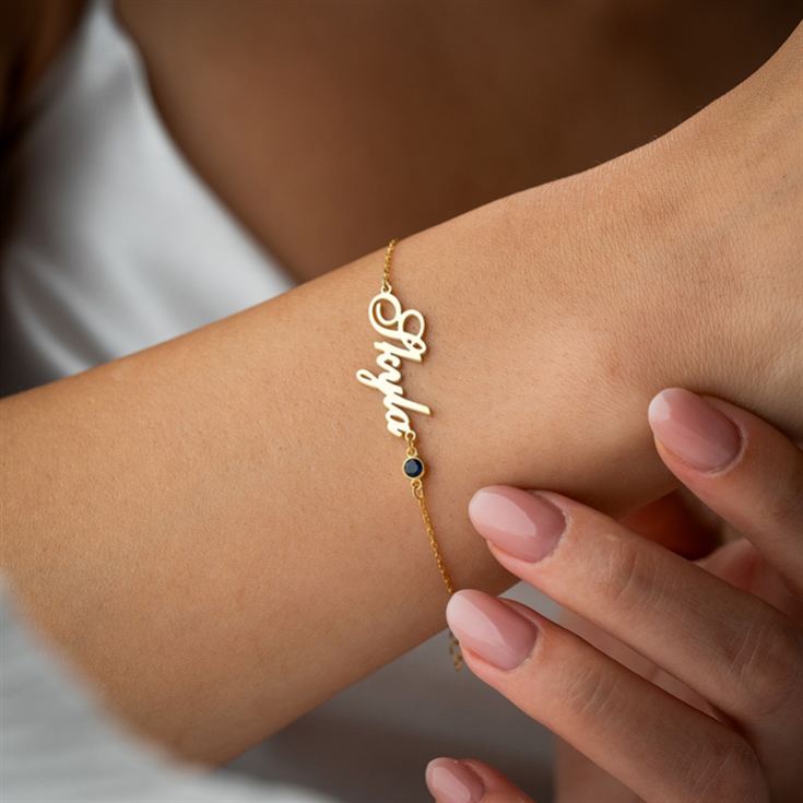 Personalised Name Bracelet with Birthstone product image