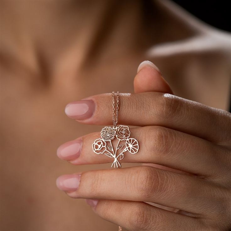 Personalised Birth Flower Bouquet Necklace product image