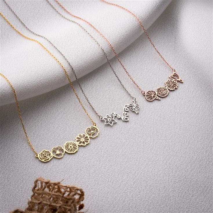 Personalised Birth Flower Family Link Necklace product image