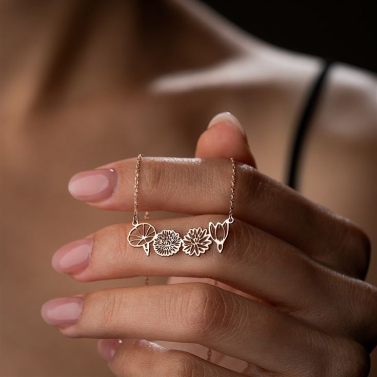 Personalised Birth Flower Family Link Necklace product image