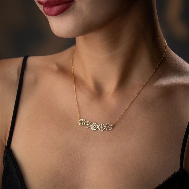 Personalised Birth Flower Family Link Necklace product image