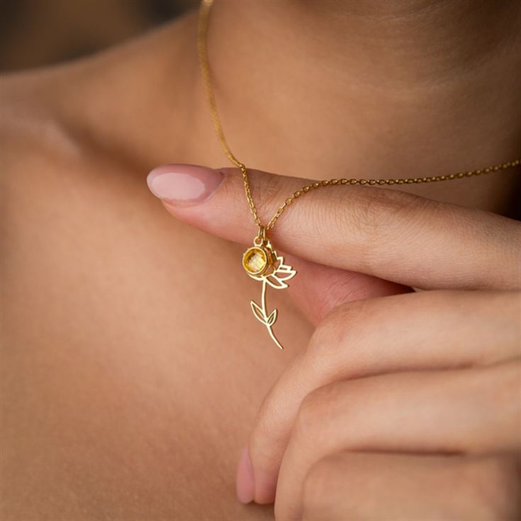 Birth Flower Necklace with Birthstone product image