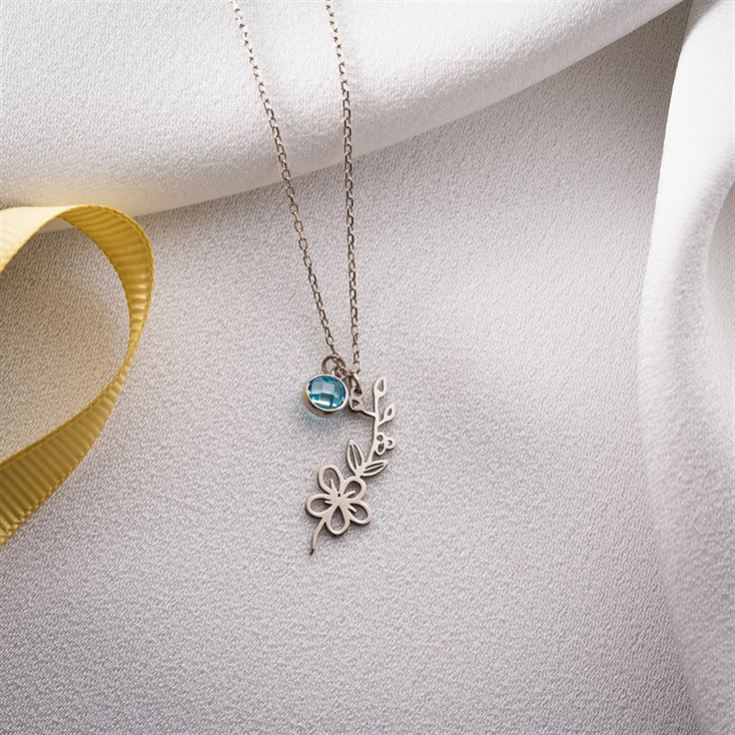 Birth Flower Necklace with Birthstone product image