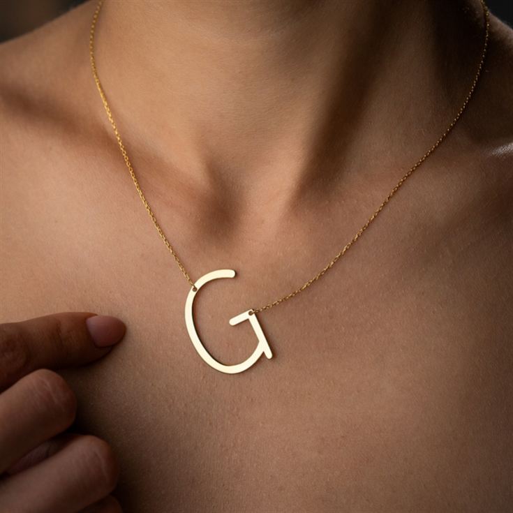 Large Sideway Initial Necklace in Sterling Silver product image