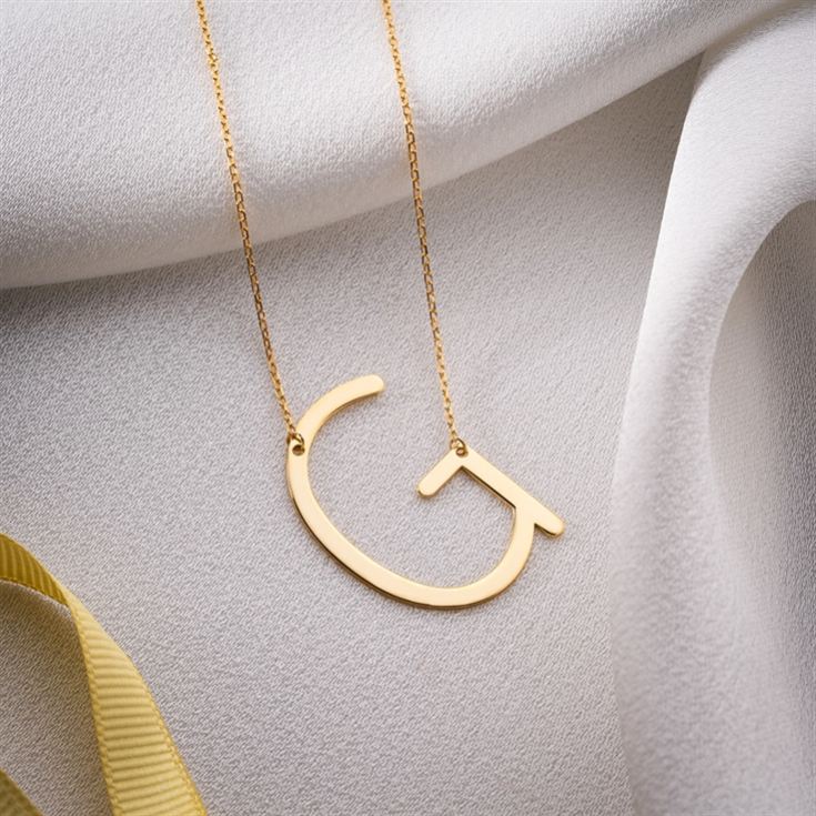 Large Sideway Initial Necklace in Sterling Silver product image