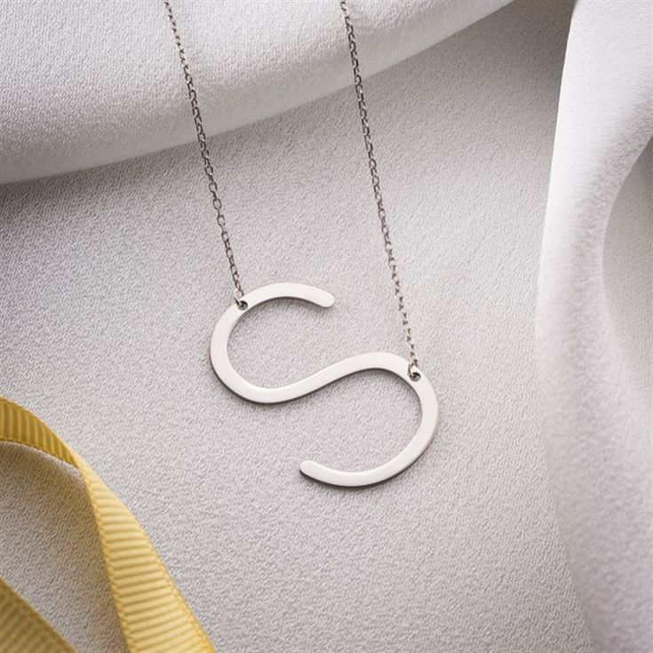 Large Sideway Initial Necklace in Sterling Silver product image