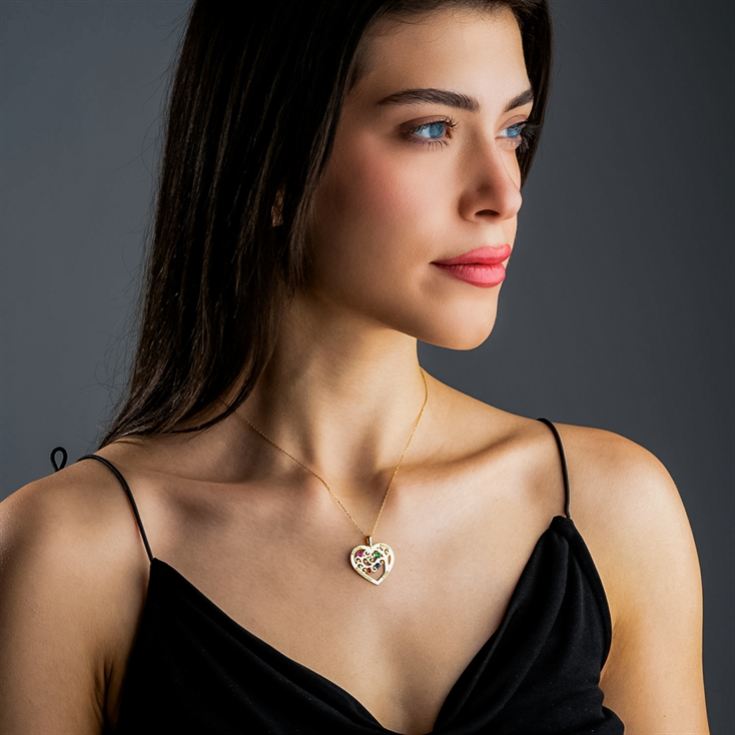 Personalised Heart-Shaped Family Tree Necklace with Birthstone product image