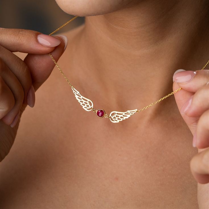 Angel Wing Necklace with Birthstone product image