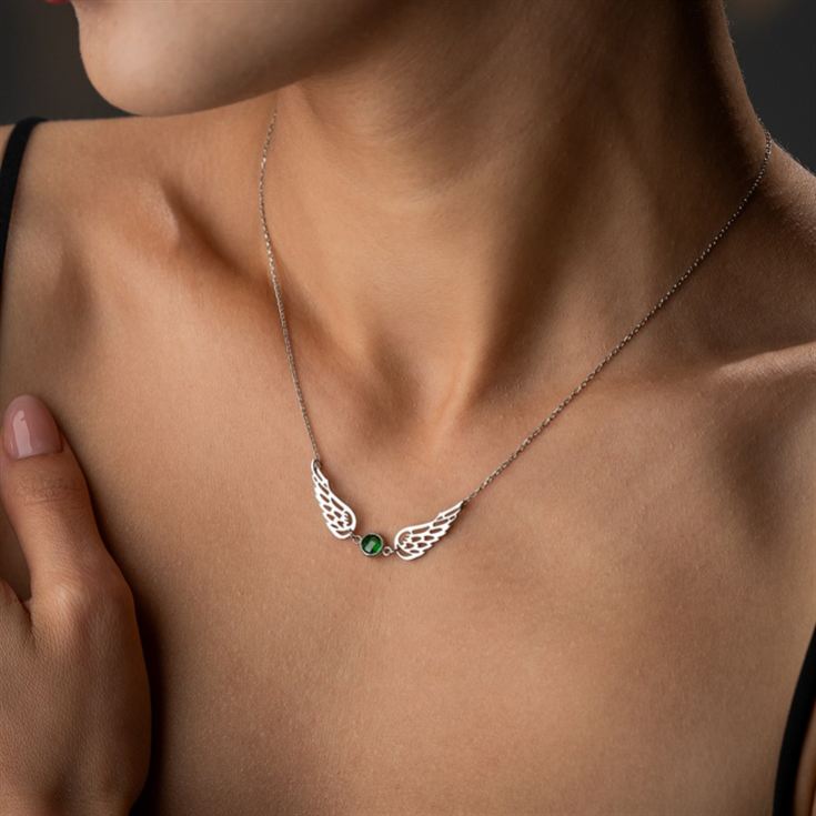 Angel Wing Necklace with Birthstone product image