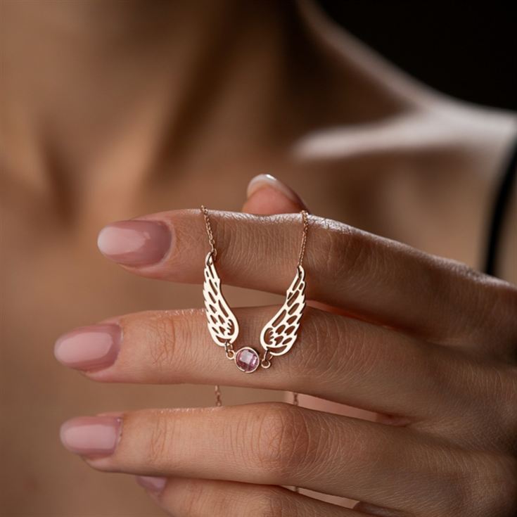 Angel Wing Necklace with Birthstone product image