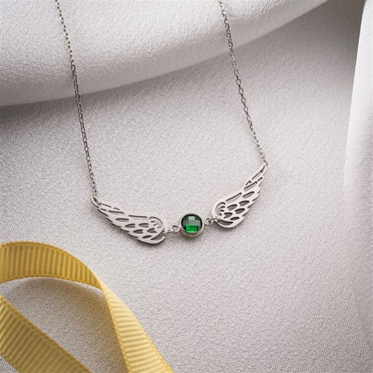 Angel Wing Necklace with Birthstone product image
