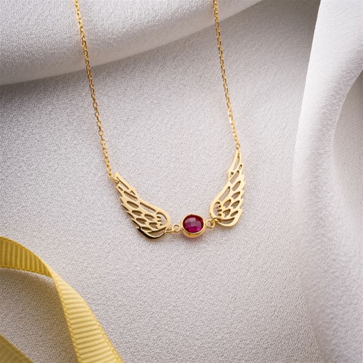 Angel Wing Necklace with Birthstone product image