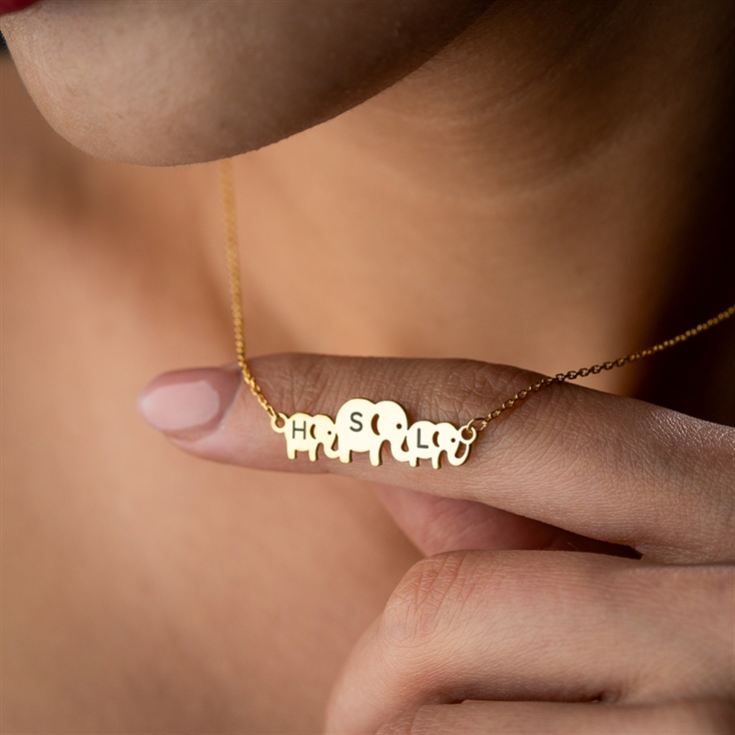 Personalised Elephant Necklace with Family initials product image