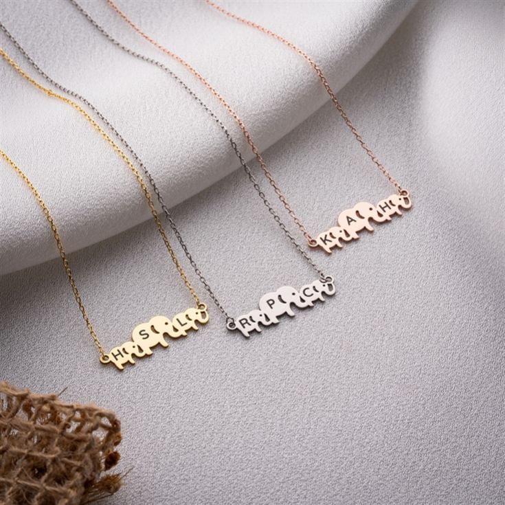 Personalised Elephant Necklace with Family initials product image