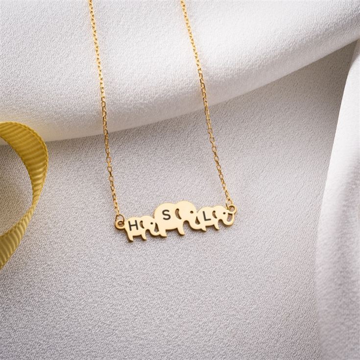 Personalised Elephant Necklace with Family initials product image