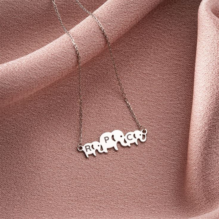 Personalised Elephant Necklace with Family initials product image