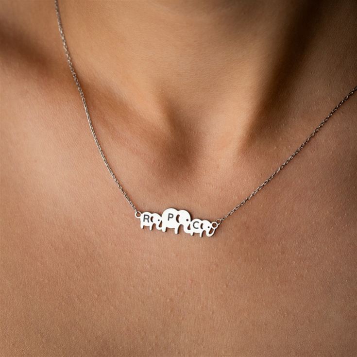 Personalised Elephant Necklace with Family initials product image