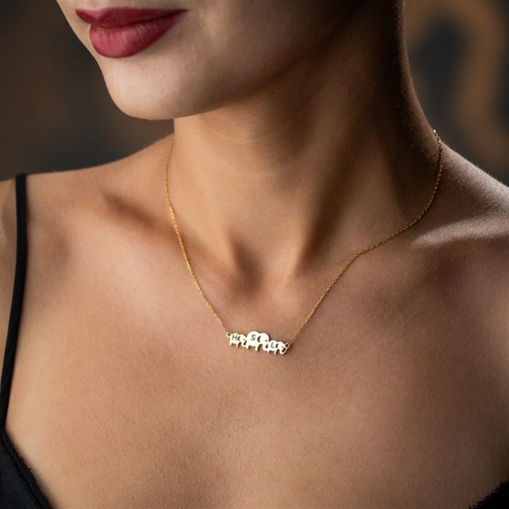 Personalised Elephant Necklace with Family initials product image
