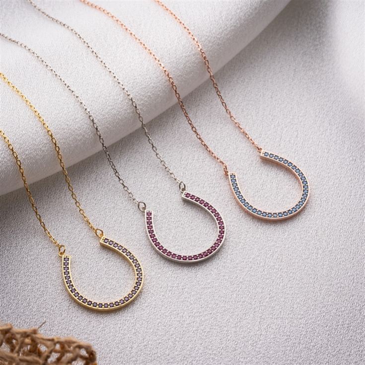 Horseshoe Necklace with Birthstone product image