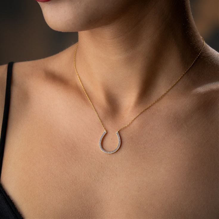 Horseshoe Necklace with Birthstone product image