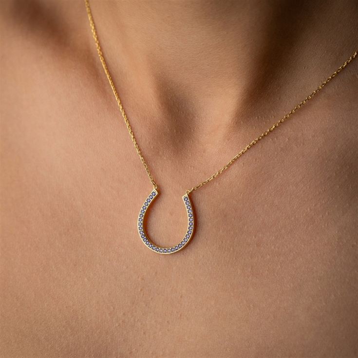 Horseshoe Necklace with Birthstone product image