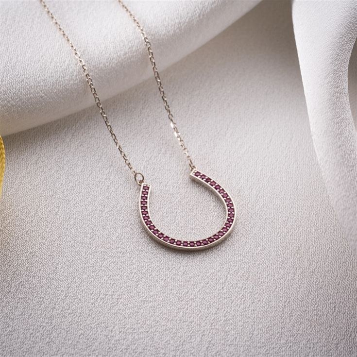 Horseshoe Necklace with Birthstone product image